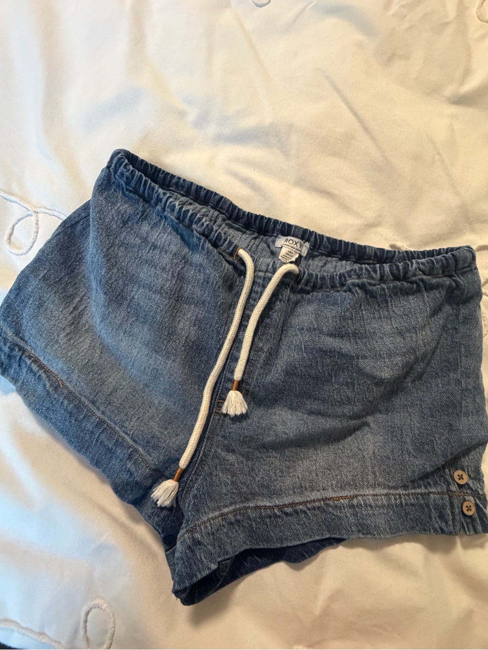 Roxy Blue Denim-Style Drawstring Women's Shorts